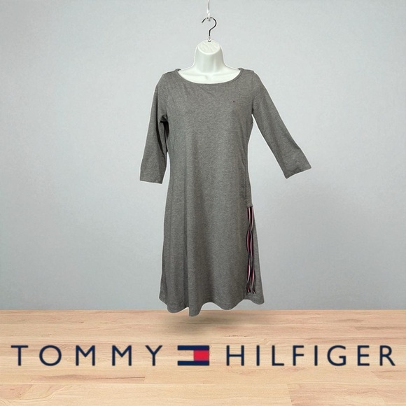 Tommy Hilfiger, T-Shirt Dress, Medium, Gray - Picture 1 of 8